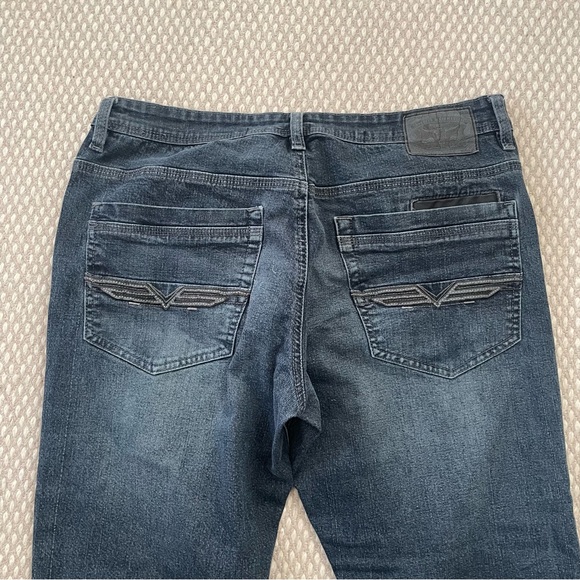 Buffalo David bitton 34x30 Ethan-X Slim Straight Dark Wash Distressed Jeans - Picture 4 of 8